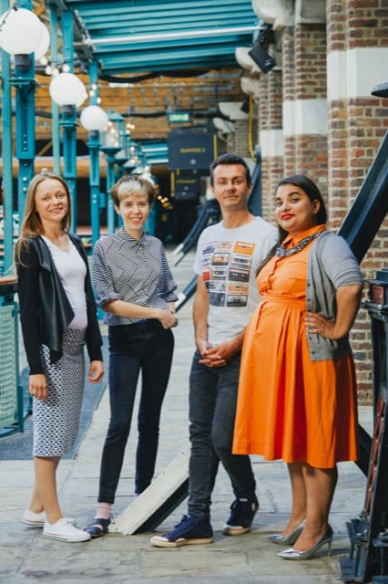3 Women and one man pose for their team photoshoot in London by perfocal