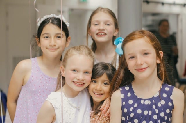 girls group portrait on a kids party