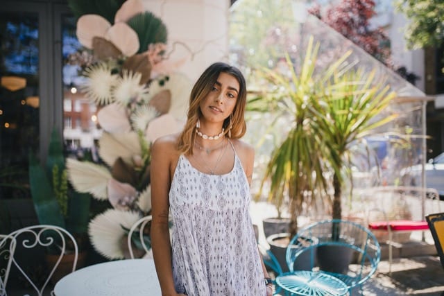 female model posing for portrait photoshoot with Perfocal