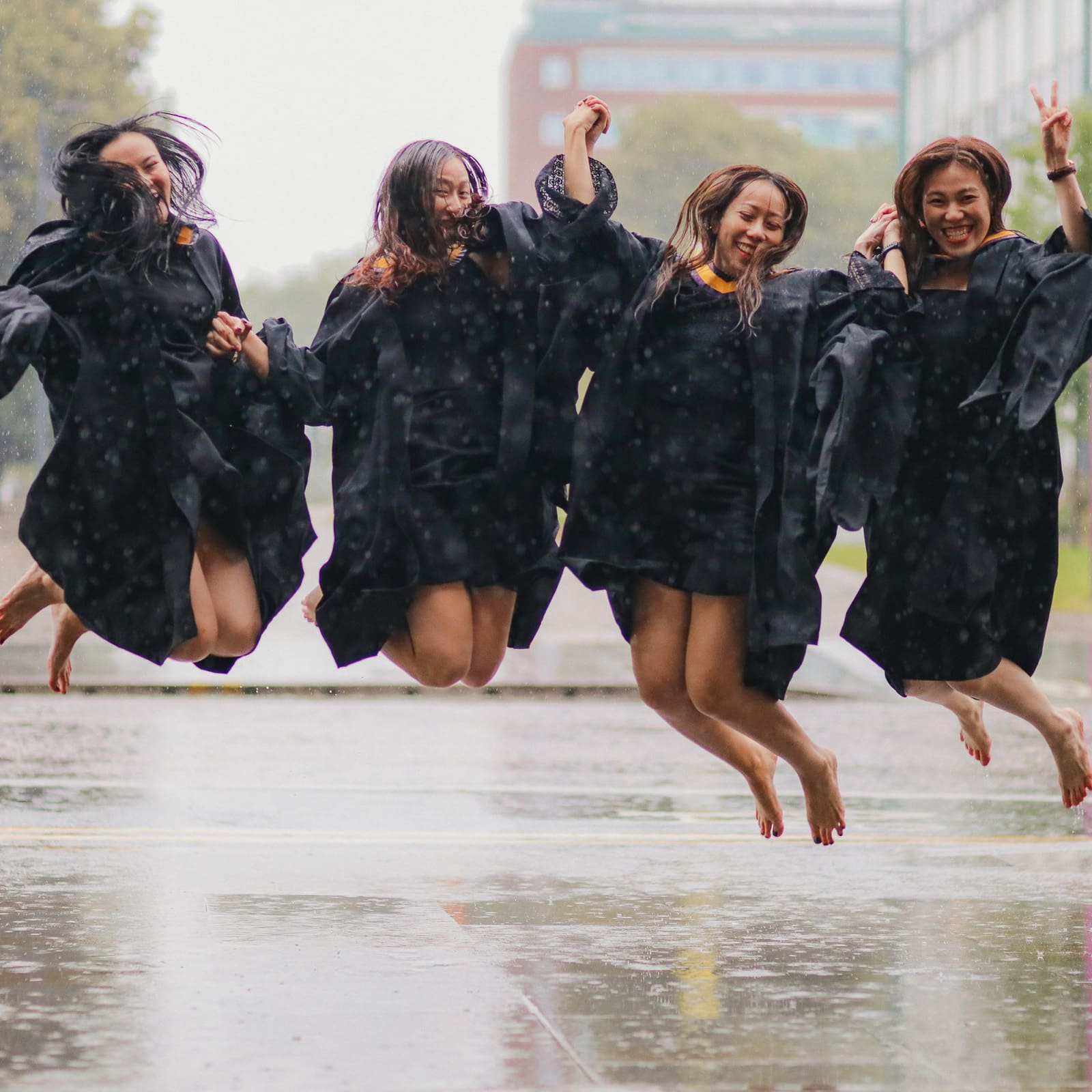graduation photoshoot in the rain