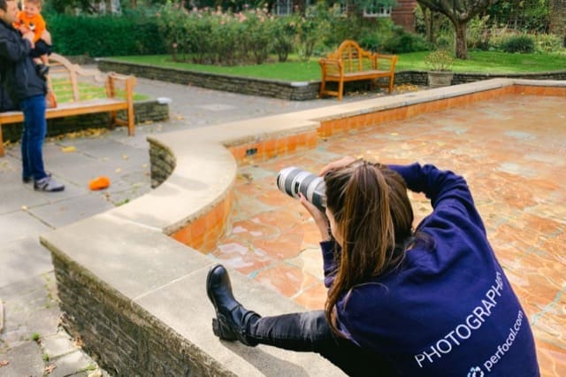 photographer working during a family photoshoot